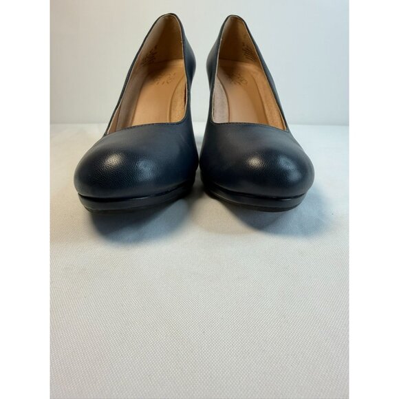 Naturalizer Michelle Pump Womens Size 8M Navy Blue Leather Slip On Comfort Heel - Picture 5 of 13